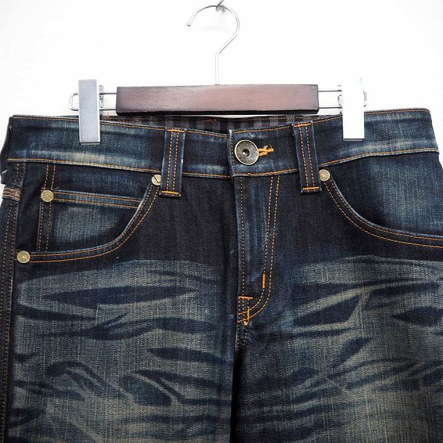 エドウィン Edwin デニム ジーンズ ロング チャック 刺繍 ギンガムチェック レザー 30 インディゴ 紺 Mt33 メンズ 172 ベクトルパーク