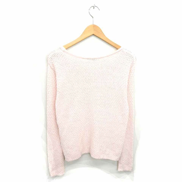 リエンダ Rienda ニット セーター 丸首 透け編み 無地 シンプル 長袖 Free ピンク Tt38 レディース 172 ベクトルパーク