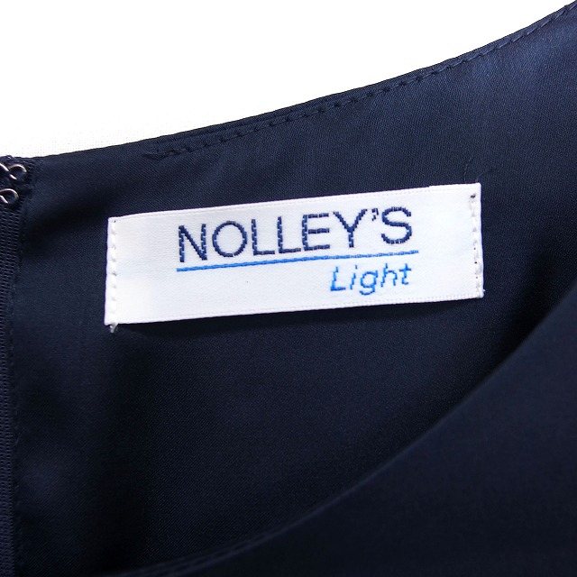 ノーリーズ Nolley S Light ワンピース レース フリル 丸首 フレンチスリーブ ロング 38 ネイビー 紺 Ft35 レディース 172 ベクトルパーク