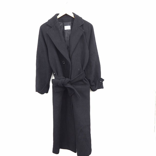 エゴイスト Egoist チェスターコート アウター 無地 シンプル ロング 長袖 ウール混 1 ブラック 黒 Mt2 レディース 172 ベクトルパーク