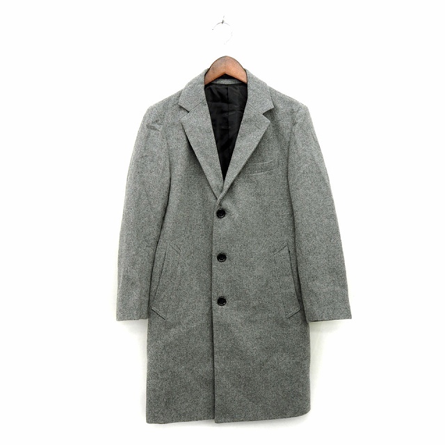 ジーユー Gu コート アウター チェスター ロング シングル ウール混 総柄 グレー 灰 Ht10 メンズ 172 ベクトルパーク