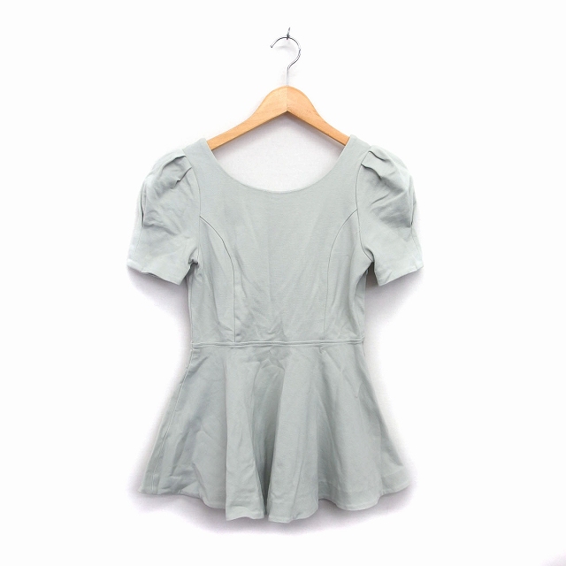 スナイデル Snidel カットソー チュニック 丸首 背あき パワーショルダー 半袖 無地 シンプル ペプラム 1 モスグリーン 緑 Ht24 レディース 172 ベクトルパーク