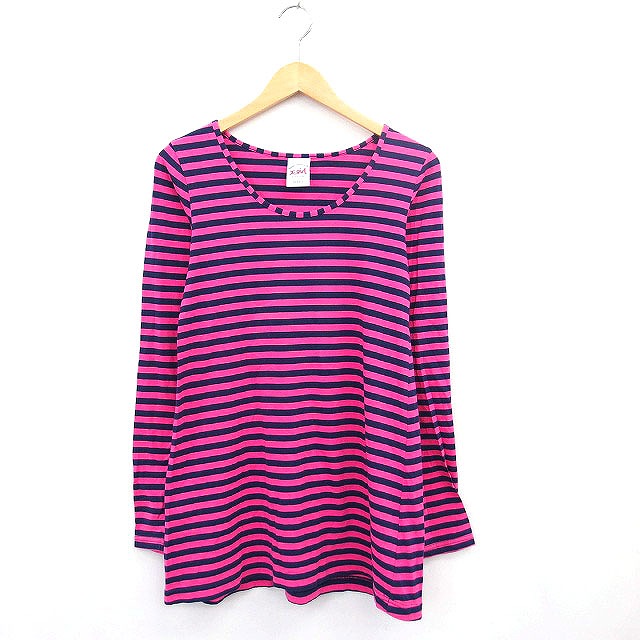 エックスガール X Girl Tシャツ カットソー ボーダー 丸首 長袖 コットン 綿 1 ピンク ネイビー 紺 Mt22 レディース 172 ベクトルパーク
