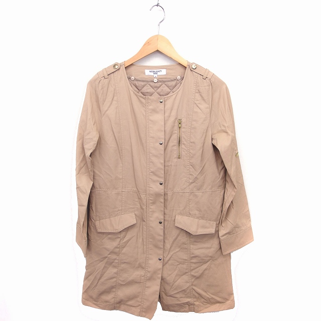 ナチュラルビューティーベーシック Natural Beauty Basic ノーカラー コート アウター ミドル ライナー 無地 M ベージュ Ft11 レディース 172 ベクトルパーク