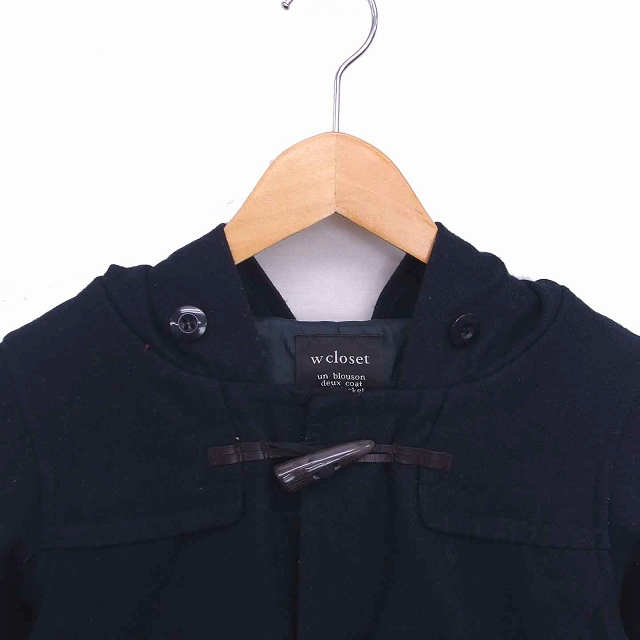 大幅にプライスダウン 中古 ダブルクローゼット W Closet ダッフル コート アウター ショート フード ウール混 総裏地 F ネイビー 紺 Tt15 レディース ベクトル 古着 Sportingoutlook Com