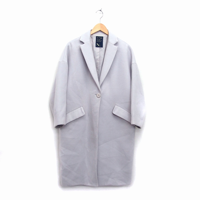 N Natural Beauty Basic N ナチュラルビューティーベーシック チェスター コート ロング シングル 無地 シンプル ゆったり M ライトグレー 灰 Ht6 レディース 172 ベクトルパーク