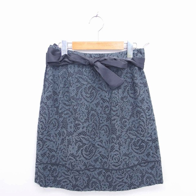 ナチュラルビューティー Natural Beauty Purpose タイト スカート ひざ丈 総柄 ウエストリボン 38 グレー Tt2 レディース 172 ベクトルパーク