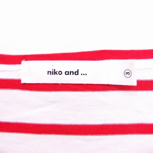 niko(赤) ニコアンド Niko and.. ワイド カットソー Tシャツ ボーダー