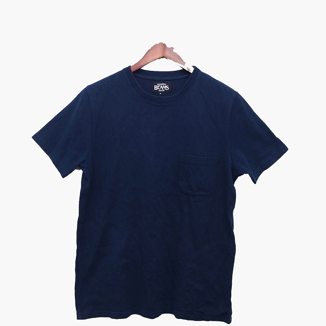 ビームス Beams Tシャツ カットソー 丸首 半袖 厚手 コットン 綿 無地 シンプル リブ ポケット M ネイビー 紺 Ht37 メンズ 172 ベクトルパーク