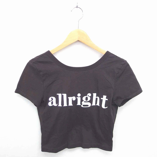 スナイデル Snidel カットソー Tシャツ 英字 丸首 背あき 半袖 F 茶 ブラウン Tt47 レディース 172 ベクトルパーク