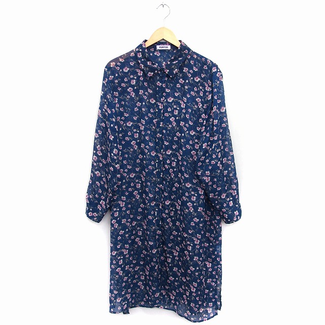 プニュズ Punyus 花柄 ロング シャツワンピース 長袖 薄手 3 ネイビー 紺 Ft27 レディース 172 ベクトルパーク プニュズ Punyus 花柄 ロング シャツワンピース 長袖 薄手 3 ネイビー 紺 Ft27 レディース 172 ベクトルパーク