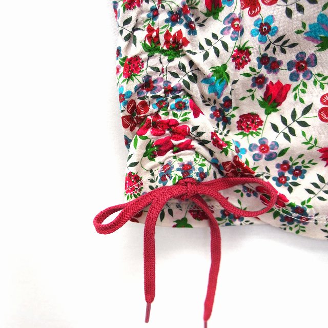 キース Keith 花柄 カットソー Tシャツ サイド絞り 半袖 丸首 コットン 綿 38 レッド 赤 ベージュ Ft8 レディース 172 ベクトルパーク