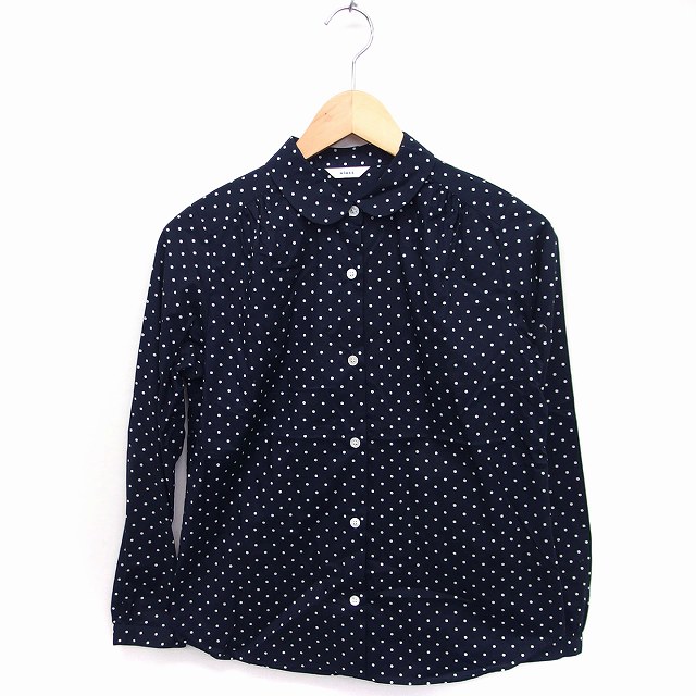 ニーム Nimes ドット柄 シャツ ブラウス 長袖 丸衿 コットン 綿 ブラック 黒 Ft45 レディース 172 ベクトルパーク