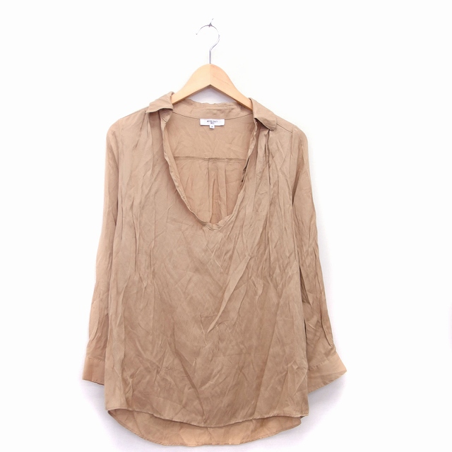 ナチュラルビューティーベーシック Natural Beauty Basic ブラウス 長袖 Uネック シンプル M ベージュ Kt23 レディース 172 ベクトルパーク