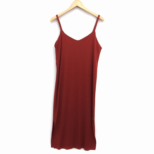 ケイビーエフ Kbf アーバンリサーチ ワンピース キャミワンピ Iライン ロング マキシ丈 Vネック リブ スリット One ブラウン 茶 Ht9 レディース 172 ベクトルパーク