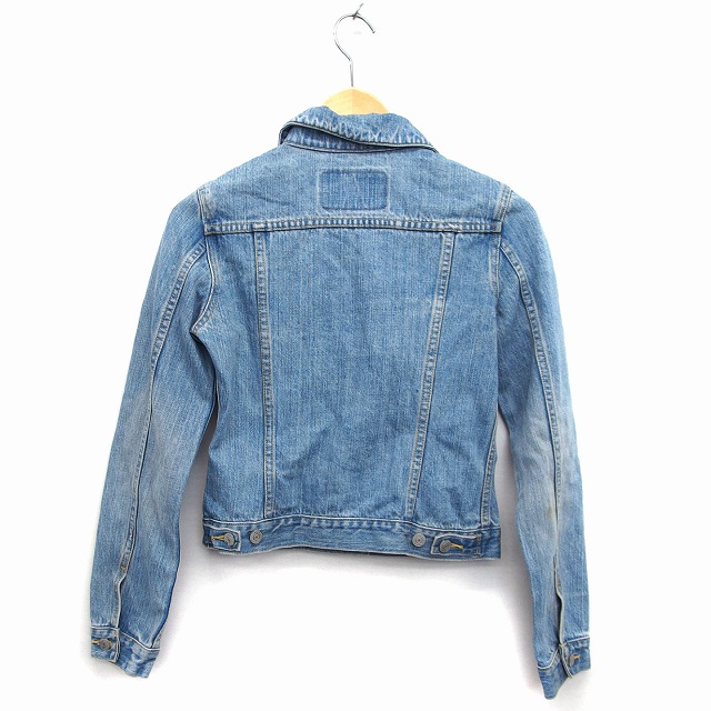 マウジー Moussy Gジャン ジージャン デニム ジャケット ショート丈 コットン 綿 タック M ライトブルー 青 Ht16 レディース 172 ベクトルパーク