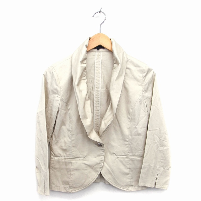 コムサイズム Comme Ca Ism テーラード ジャケット ビッグカラー シングル コットン 綿 無地 シンプル 裾スリット L ベージュ Ht2 レディース 172 ベクトルパーク