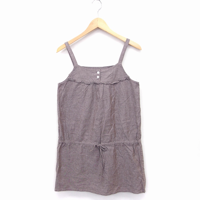 エヘカソポ サマンサモスモス Ehka Sopo Sm2 エプロン ワンピース ノースリーブ ひざ丈 フリル コットン 綿 ライトブラウン Ft6 レディース 172 ベクトルパーク