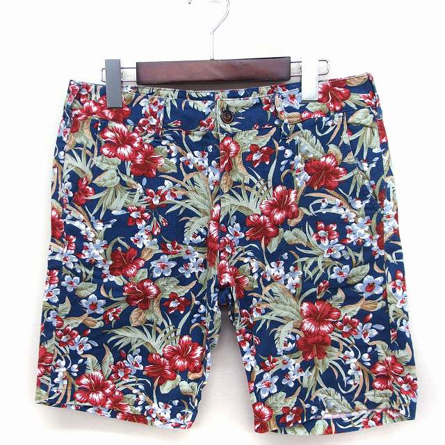 アーバンリサーチ ドアーズ Urban Research Doors ボタニカル柄 ショートパンツ ハーフパンツ コットン 綿 38 ネイビー 紺 Ft22 メンズ 172 ベクトルパーク