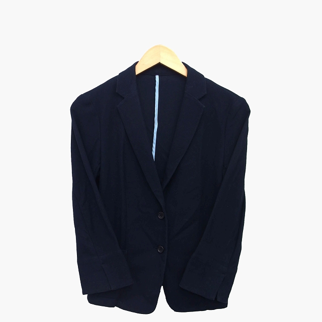 コムサイズム Comme Ca Ism テーラード ジャケット シングル 綿混 総柄 ライン 袖スリット 薄手 L ブラック 黒 Ht32 レディース 172 ベクトルパーク