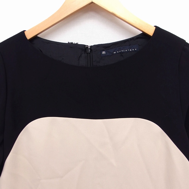 マルティニーク martinique バイカラー ワンピース 七分袖 ひざ下丈  