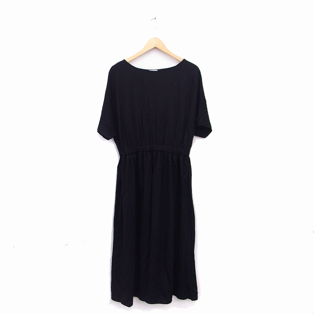 ジーユー Gu ワンピース フレア ロング丈 無地 ハイウエスト 半袖 Xl 黒 ブラック Nt11 レディース 172 ベクトルパーク