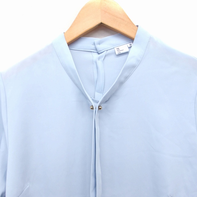 ザ スーツカンパニー The Suit Company ボウタイ シャツ ブラウス 七分袖 無地 38 ライトブルー Ft45 レディース 172 ベクトルパーク