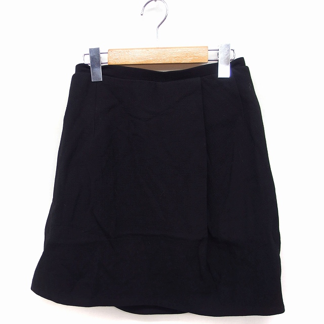 カルヴェン CARVEN フレア スカート ミニ タック 無地 ウール混 36  