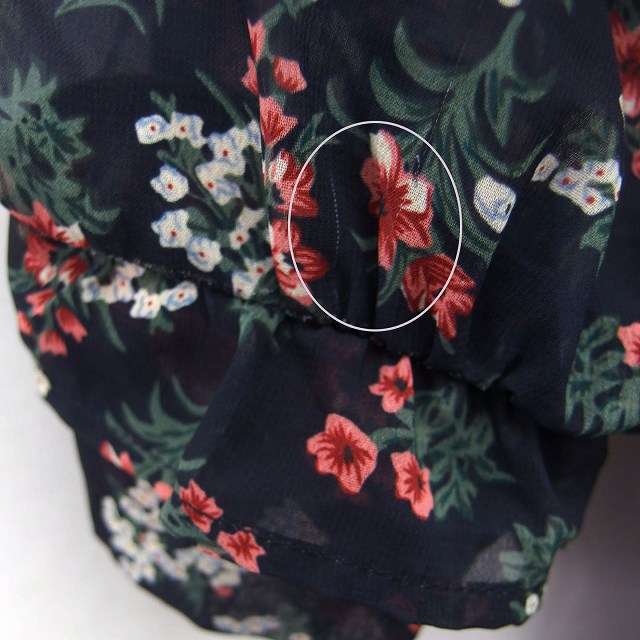 エモダ Emoda ワンピース フレア ロング マキシ丈 長袖 花 柄 透け感 F ブラック 黒 Ht11 レディース 172 ベクトルパーク