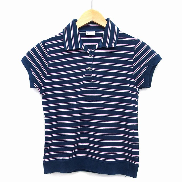 ギリシャ製 A.P.C. ボーダー 2B ポロシャツ 半袖 細ボーダー L A.P.C - アーペーセー ポロシャツ 半袖 ボーダー トップス