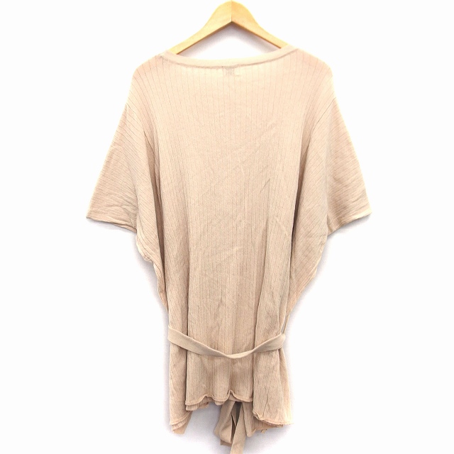 レディース ワンピース リブ ニット ひざ丈 七分袖 花柄 レース V