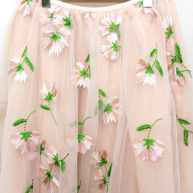 チェスティ Chesty 刺繍 チュール スカート ギャザー フレア ロング 1  