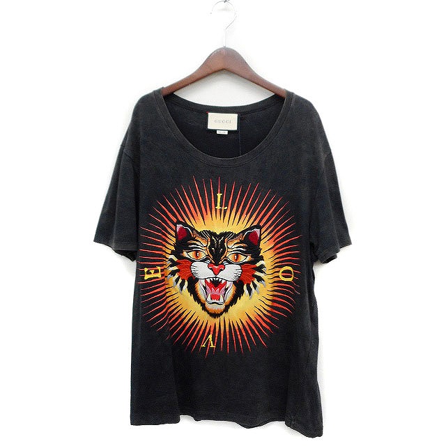 グッチ GUCCI 国内正規品 タグ付き 猫 虎刺繍 Tシャツ 半袖 プリント 