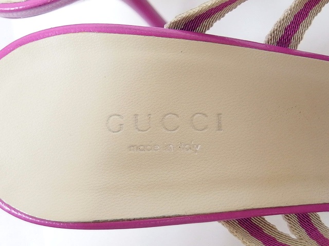 グッチ GUCCI サンダル ピンヒール シェリーライン リボン レザー 
