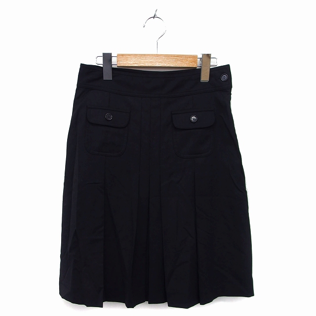 アスペジ ASPESI タック フレア スカート 膝丈 ウール サイドジップ 40