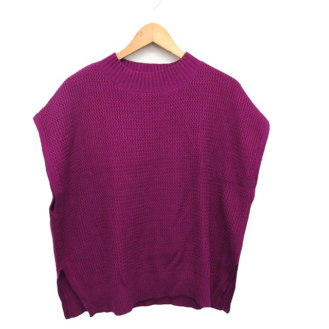 ドレスキップ DRESKIP ニット ベスト ビスチェ 柄編み 切替リブ 丸首 L  