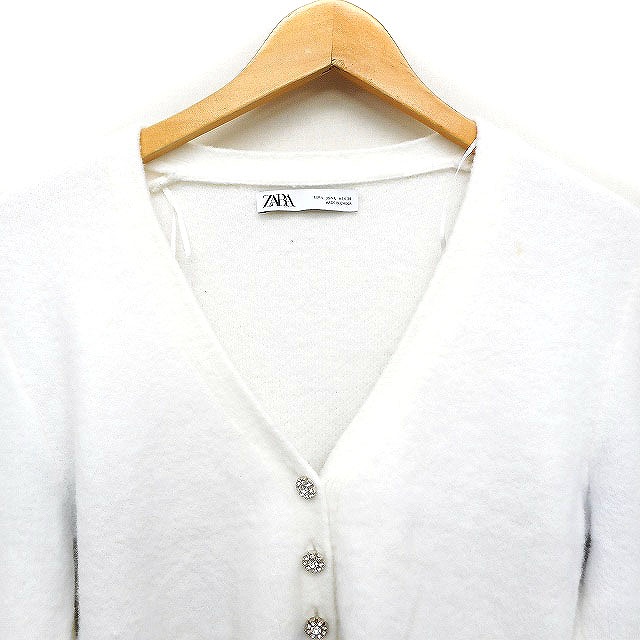 本物 ルシアンペラフィネ 背面ピースマーク ニット カーディガン XS 白系 AMBIDEX Store △〇ネパールハンドニット ジグザグ求心