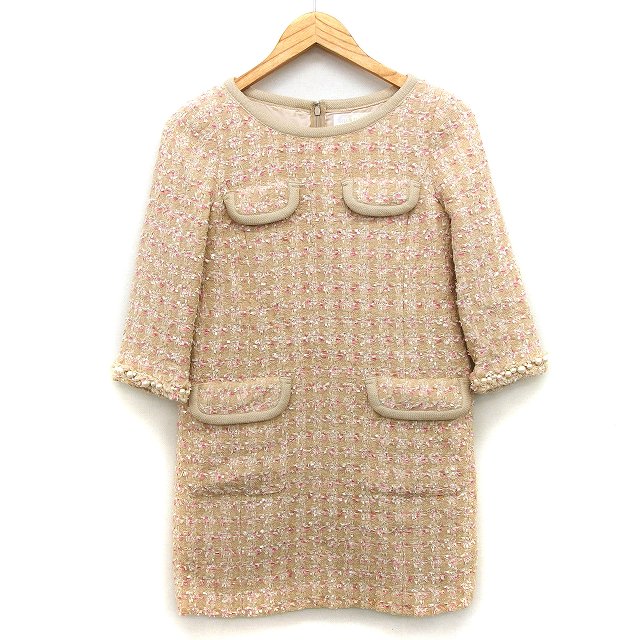 ジルスチュアート JILL STUART ツイード ワンピース Iライン ミニ ラメ 