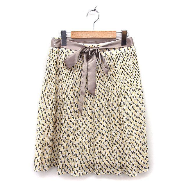 エニィスィス エニシス anySiS スカート プリーツ フレア ひざ丈 シフォン チェック リボン サイドジップ 2 黄 イエロー /NT7  レディース 172-902401170038 | ベクトルパーク エニィスィス チェック プリーツスカート