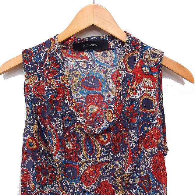 タクーン THAKOON シルク ワンピース ノースリーブ ひざ丈 花柄 
