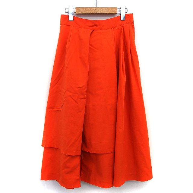 新品❤️ロゴプリント フレアスカート /オレンジ/グリーン ディレクトワール DIRECTOIRE フレア スカート ロング ミモレ