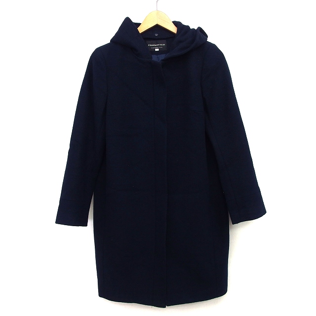 美品☆ストロベリーフィールズ 日本製！アンゴラ30%の上質コート 黒