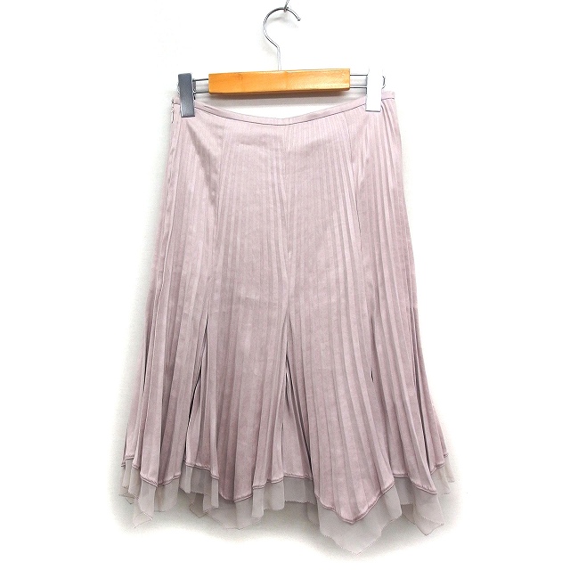 ルーニィ LOUNIE スエードライク プリーツスカート 切替シフォン 無地