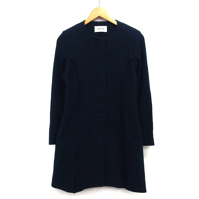 フレイアイディー FRAY I.D ノーカラー コート Aライン ミドル ニット  