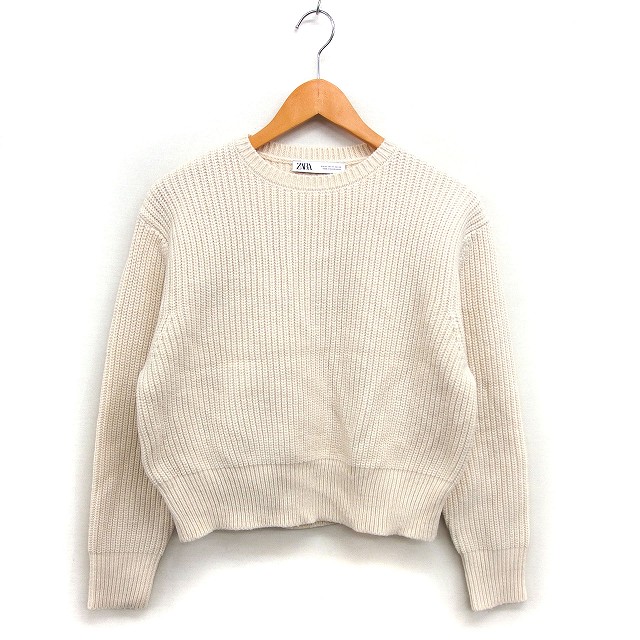 ザラ ZARA クルーネック ニット セーター リブ ドロップショルダー 