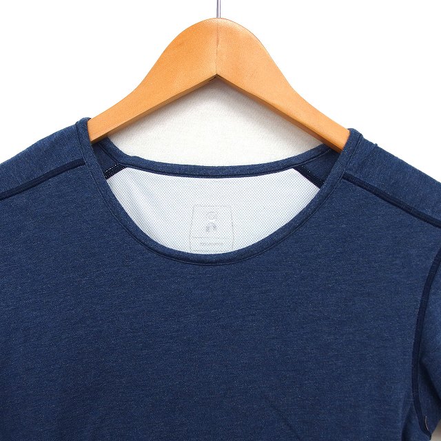 オン ON ランニングウェア カットソー Tシャツ スリット ラウンドネック ストレッチ 半袖 M 紺 ネイビー /NT11 レディース