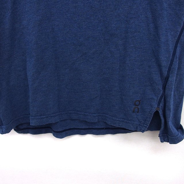 オン ON ランニングウェア カットソー Tシャツ スリット ラウンドネック ストレッチ 半袖 M 紺 ネイビー /NT11 レディース
