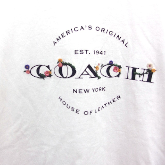 コーチ COACH 国内正規品 ロゴ プリント Tシャツ カットソー クルーネック 半袖 コットン 綿 S ホワイト 白 /FT8 レディース