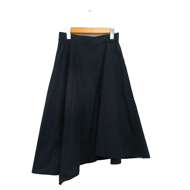 エフデ ef-de フレア スカート ロング アシンメトリー コットン シンプル 7 ネイビー 紺 /KT24 レディース