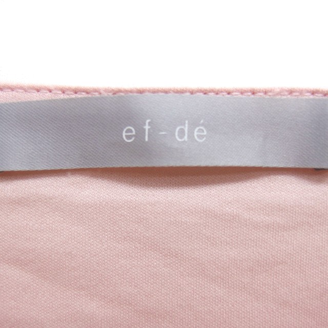 エフデ ef-de ボートネック カットソー Tシャツ リボン スリット コットン混 五分袖 9 ピンク /NT19 レディース
